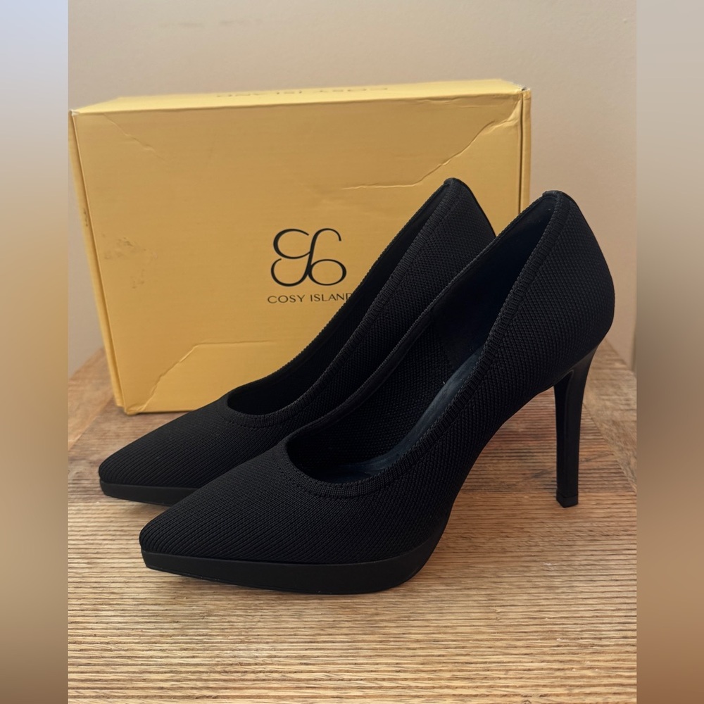 Cosy Island Black convertible Women's platform Heels pumps 7 New